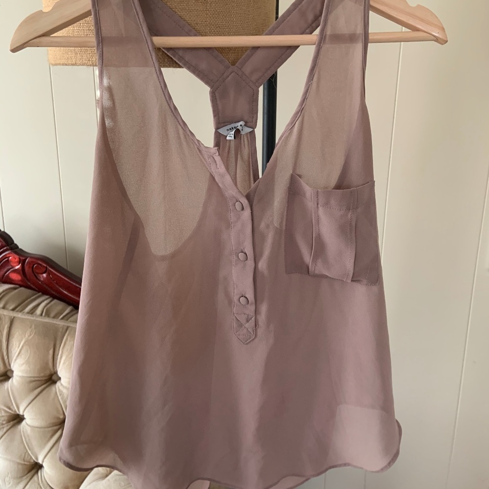 Sheer Racerback Button Up Tank